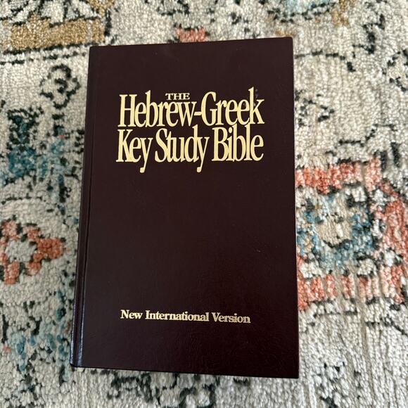 The Hebrew-Greek Key Study Bible NIV Red Brown Hardcover Red Letter Jesus - Picture 1 of 7